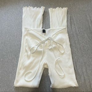 Lace Up Back Flare Leg Pants